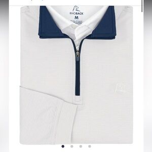 Mens Rhoback heather striped performance quarter zip in grey and white stripe